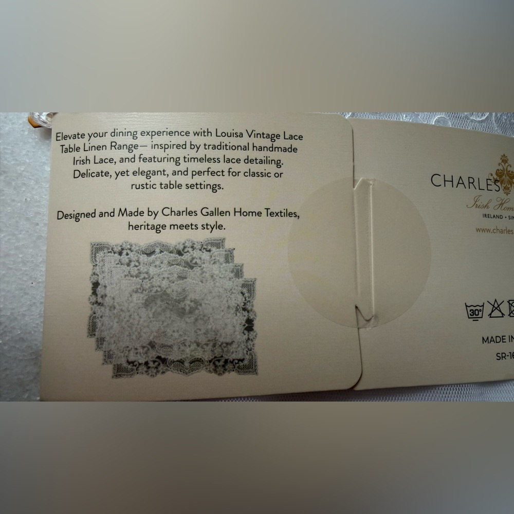 Charles & Allen Louisa Vintage Style Lace Table 4 place mats - White - Picture 7 of 9